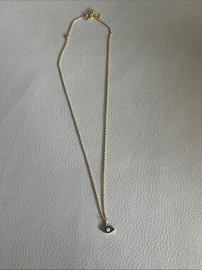 Gold Necklace with Blue Evil Eye Pendant